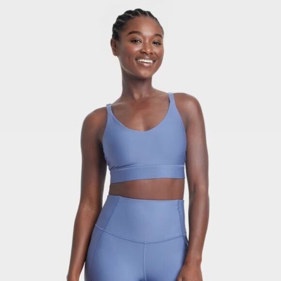 All in Motion Women's Size M Blue Medium Support Effortless Support Bra Sports - Picture 1 of 10